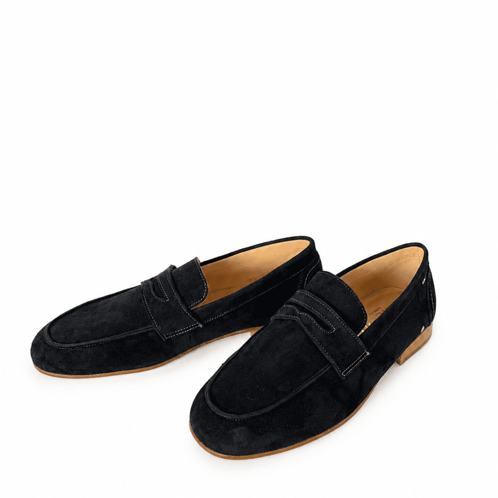 Mocassin en cuir daim noir